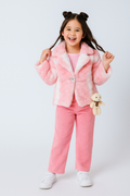 Girls Winter Faux Fur Jacket with Corduroy Pants Set – Soft & Stylish Outfit