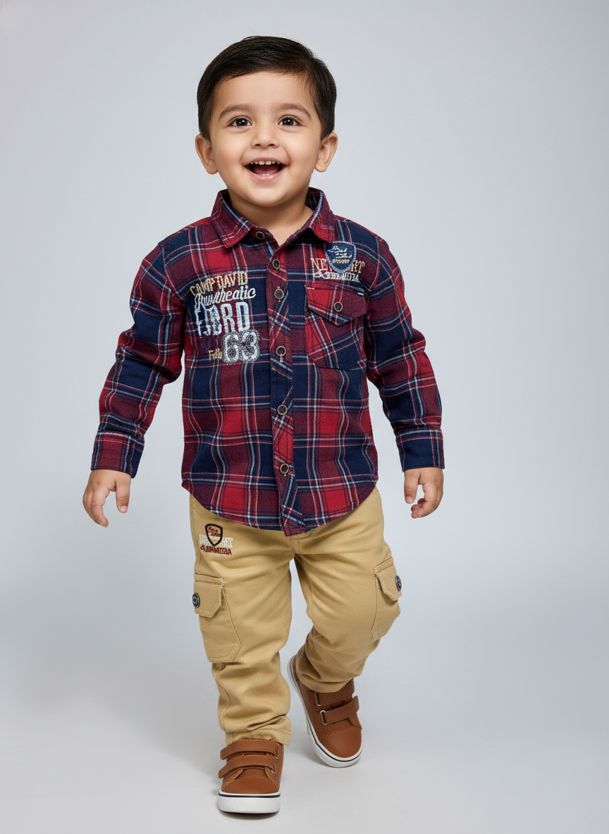 oys Checked Shirt & Cargo Pants Set – Comfortable Everyday Wear