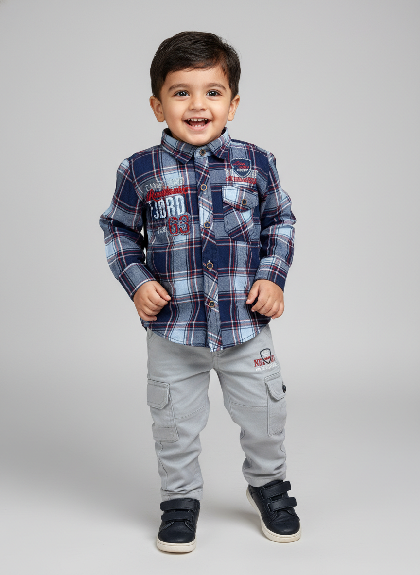 oys Checked Shirt & Cargo Pants Set – Comfortable Everyday Wear