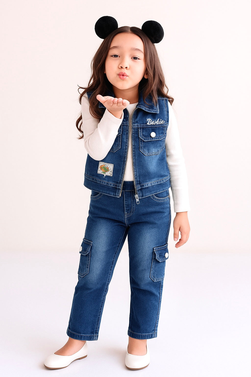 Girls Denim Jacket & Cargo Jeans Cord Set