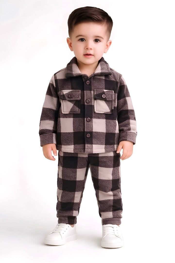Kids Premium Checkered Shirt & Pant Winter Set