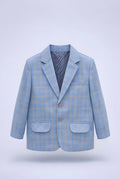 Kids Light Blue Checkered Formal Blazer