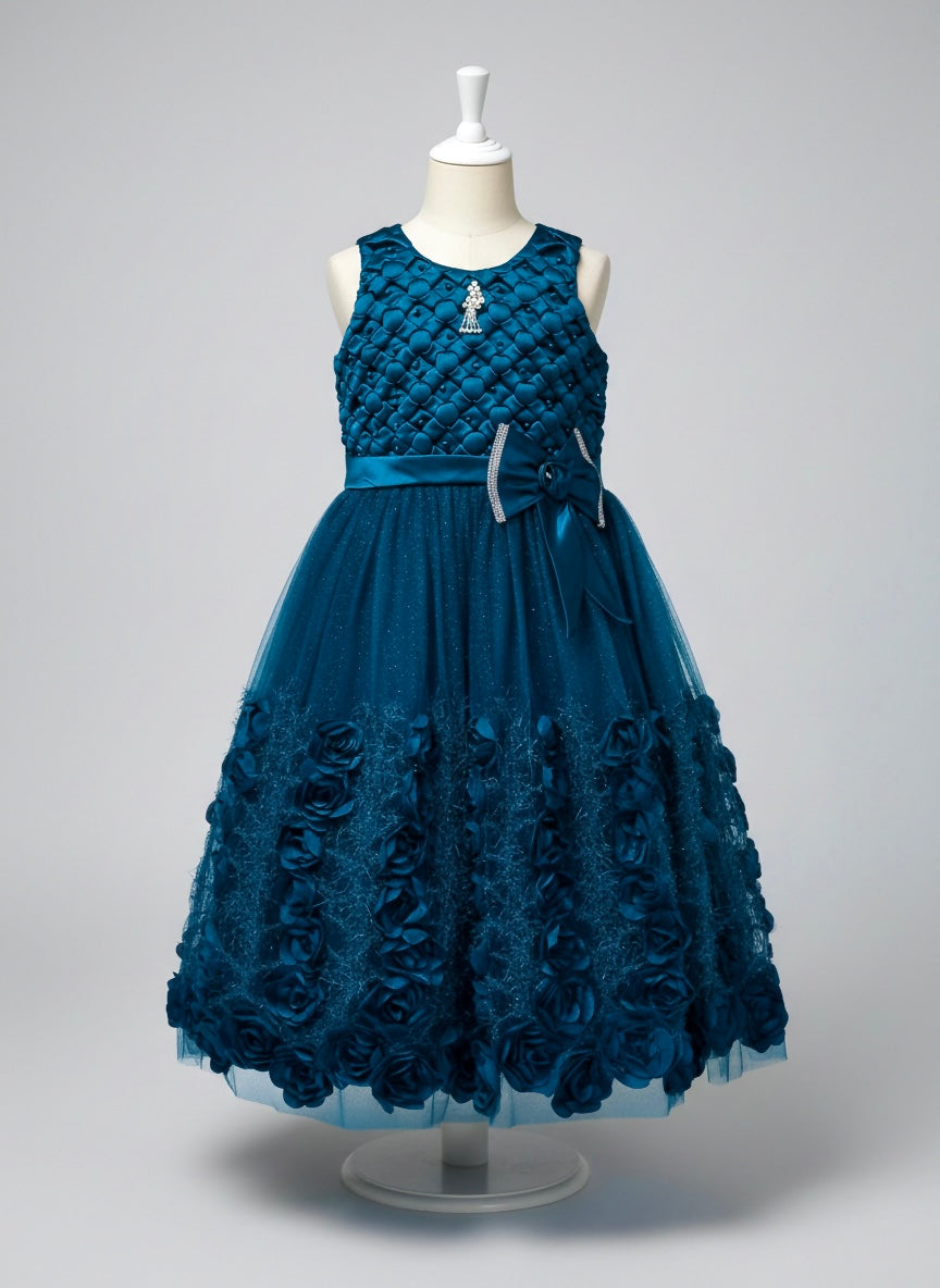 Girls Designer Party Wear Dress with Embellished Bodice