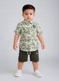 Boys Printed Half Sleeve Shirt with Shorts Set