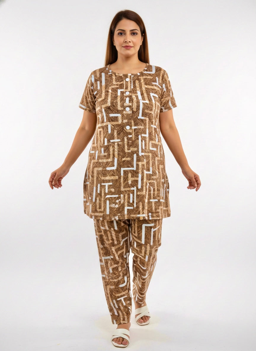 ＤＵＴＣＨ ＤＲＥＡＭ™ Women’s Printed Night Suit Set – Comfortable Cotton Lounge Wear (Top & Pajama)
