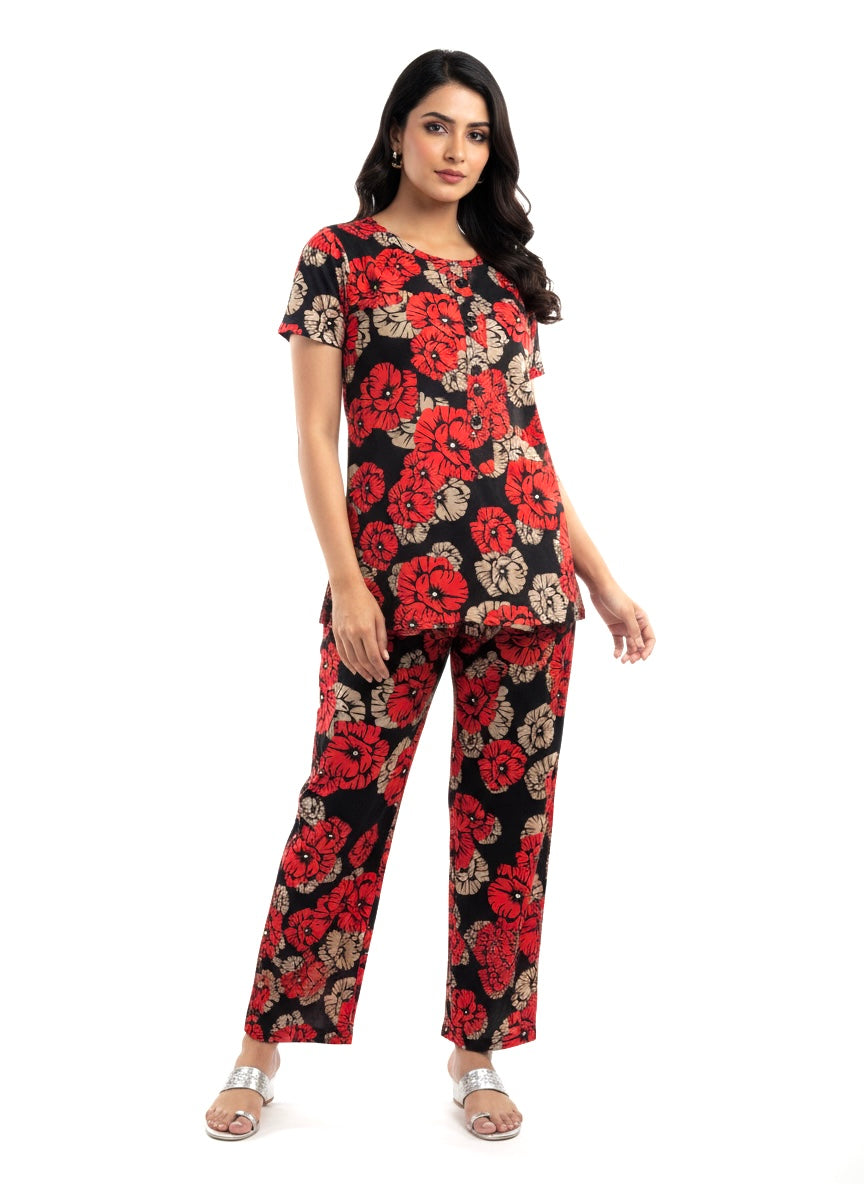 ＤＵＴＣＨ ＤＲＥＡＭ™ Women’s Stylish Floral Print Nightwear Set – Comfortable Top and Pajama Sleepwear