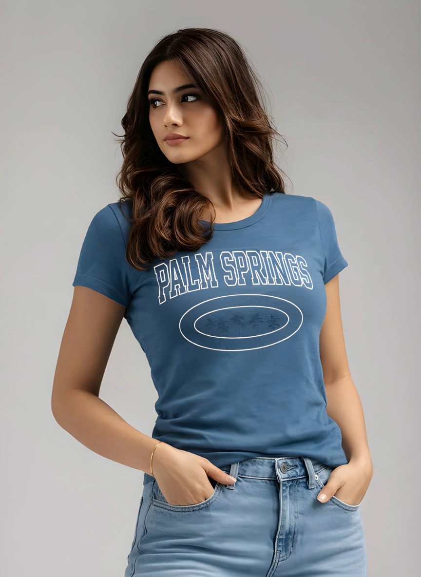 ＤＵＴＣＨ ＤＲＥＡＭ™  Women’s Stylish Casual Printed T-Shirt Top – (Blue)- #9