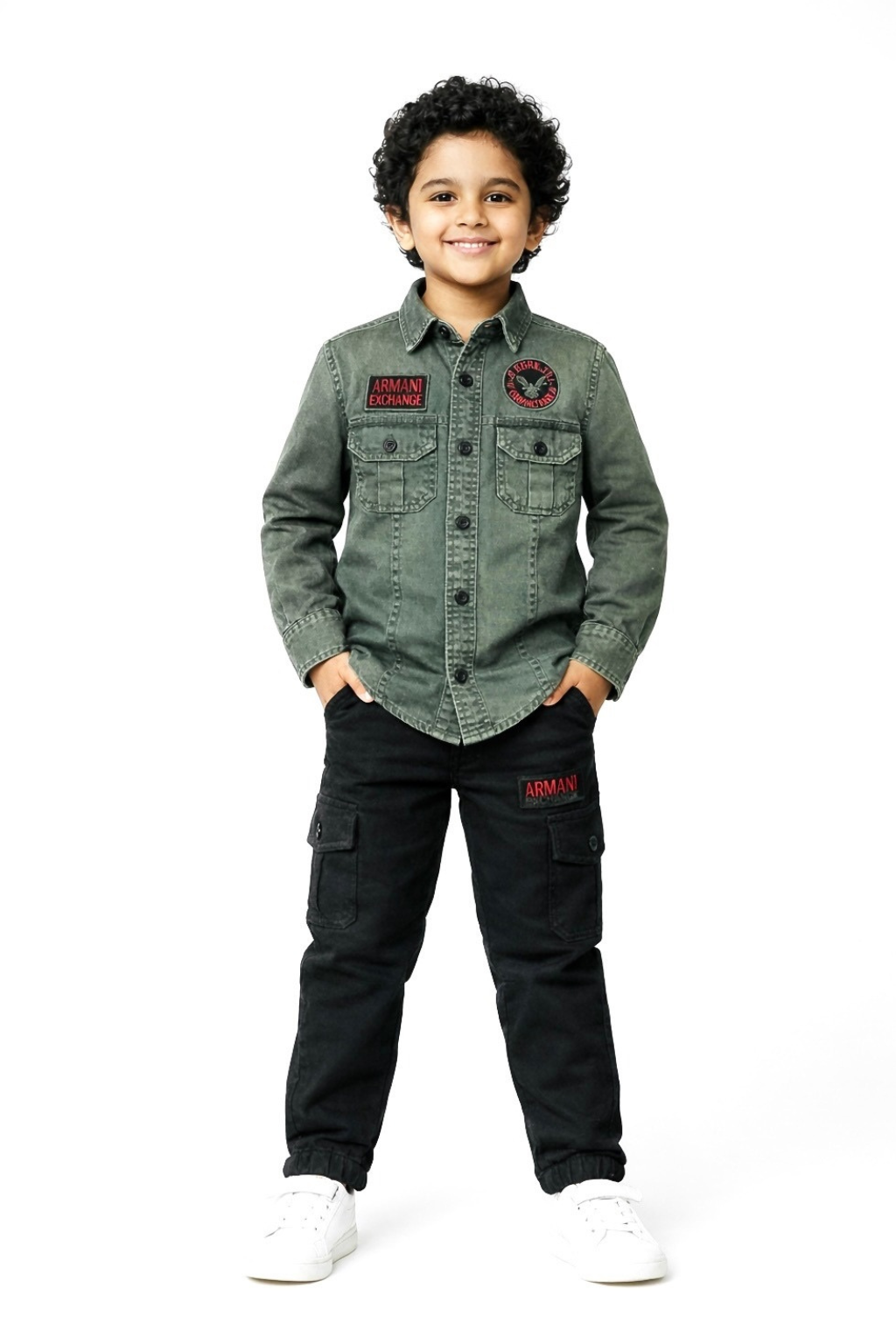 Boys Casual Full Sleeve Shirt with Cargo Pants Set