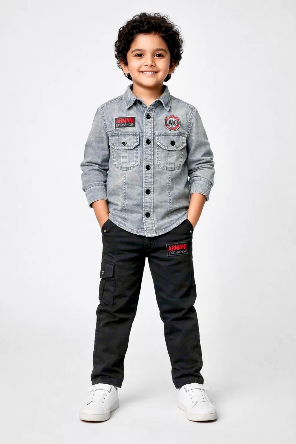 Boys Casual Full Sleeve Shirt with Cargo Pants Set