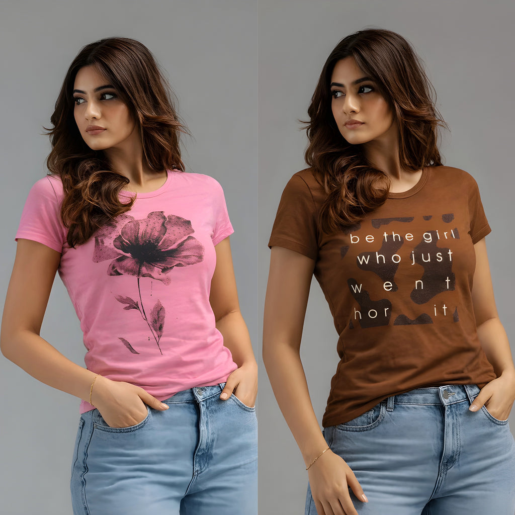Girls Stylish T-Shirt Combo (Pack of 2) | Trendy Everyday Wear-2