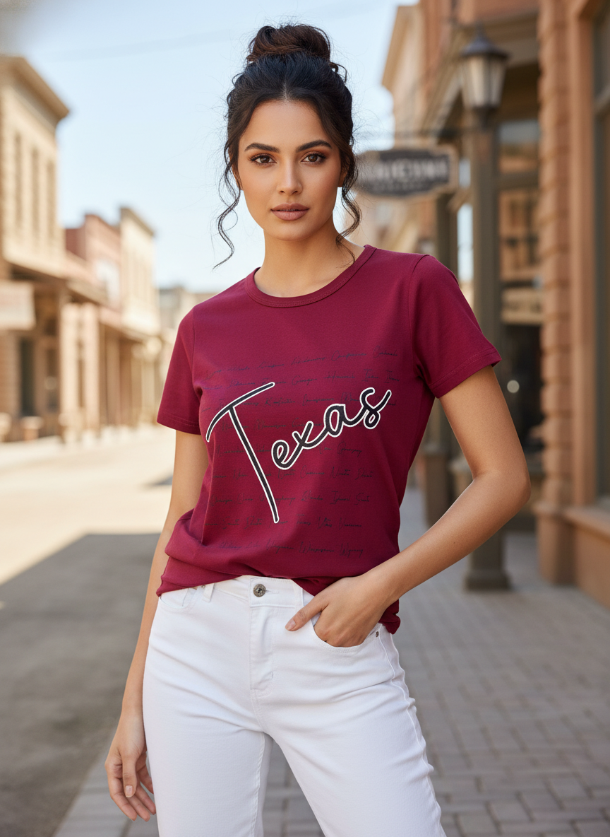 ＤＵＴＣＨ ＤＲＥＡＭ™ Trendy Texas Printed Casual Women Top
