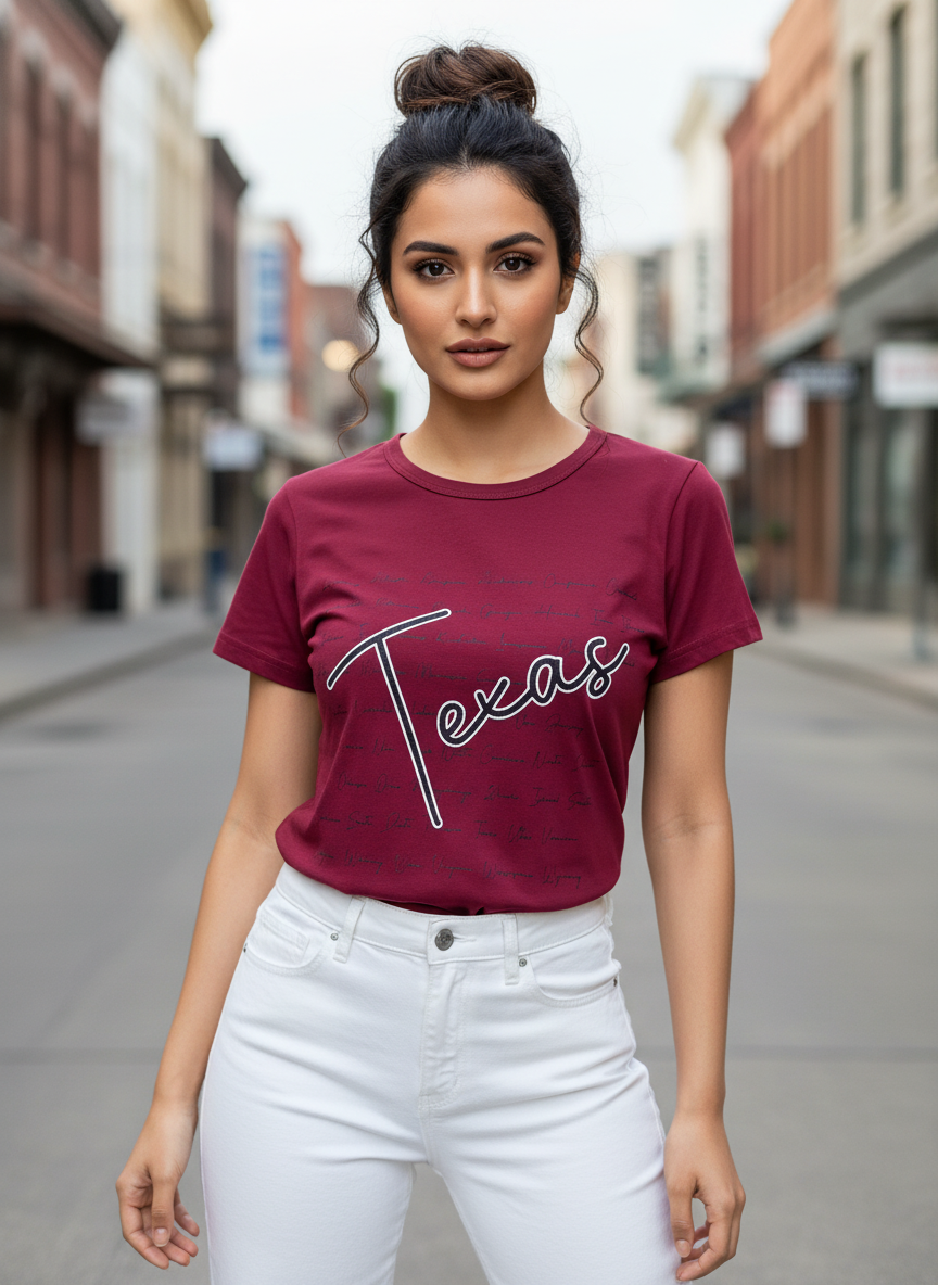 ＤＵＴＣＨ ＤＲＥＡＭ™ Trendy Texas Printed Casual Women Top
