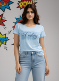 ＤＵＴＣＨ ＤＲＥＡＭ™  Women’s “Feeling” Printed Cotton T-Shirt Top (Sky)- #8