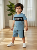 Boys Premium Cotton Cord Set – Half Sleeve T-Shirt & Shorts (Sky Blue)