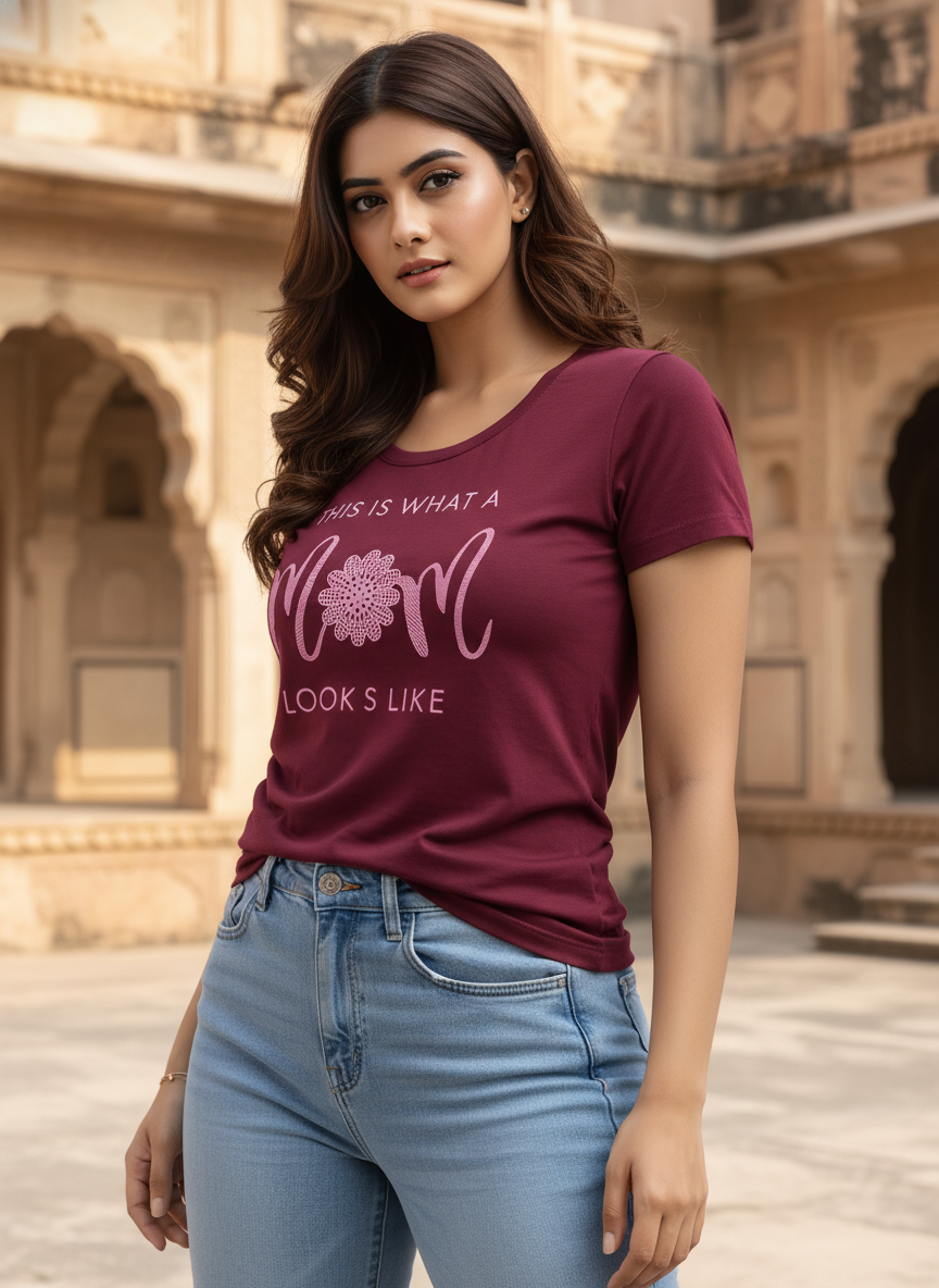 ＤＵＴＣＨ ＤＲＥＡＭ™  Women’s Stylish Printed Cotton T-Shirt Top (Mehroon) #7