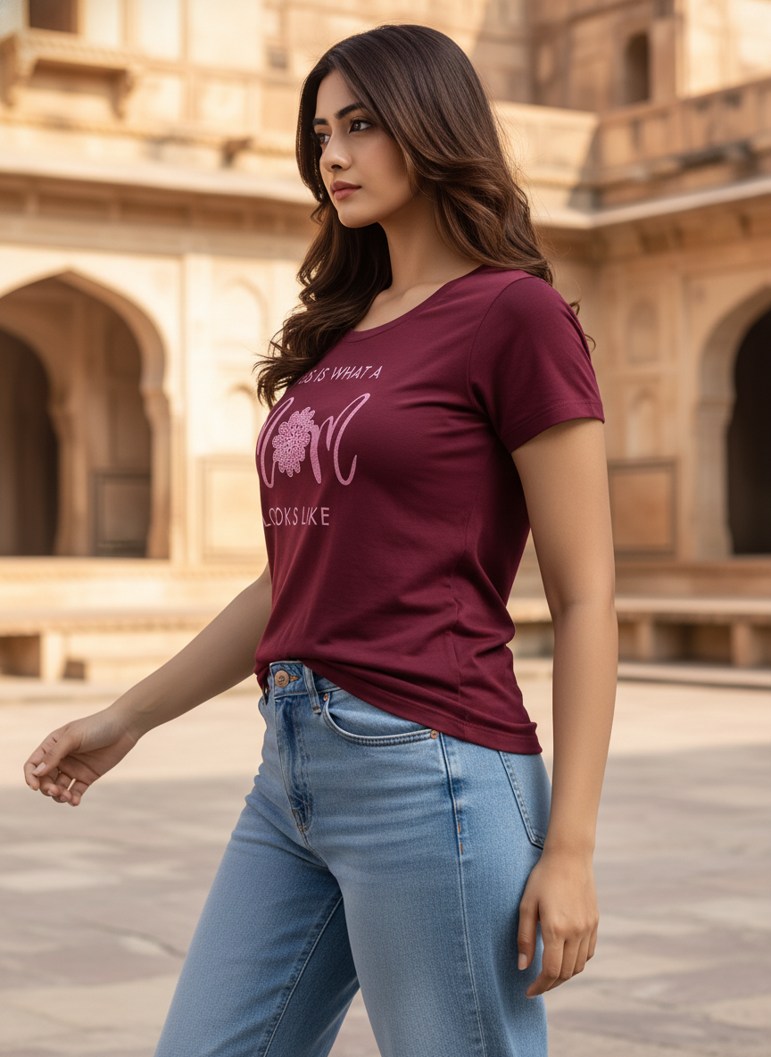 ＤＵＴＣＨ ＤＲＥＡＭ™  Women’s Stylish Printed Cotton T-Shirt Top (Mehroon) #7