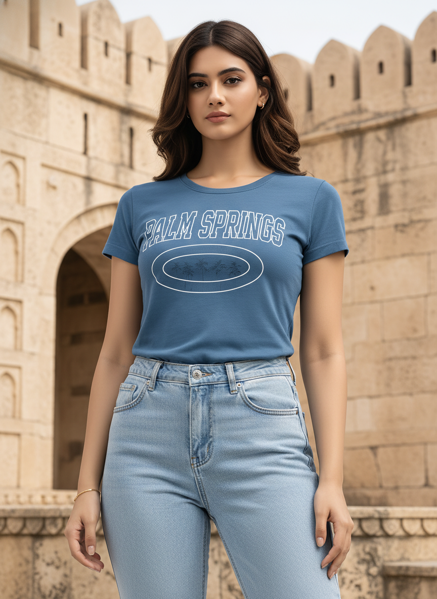 ＤＵＴＣＨ ＤＲＥＡＭ™  Women’s Stylish Casual Printed T-Shirt Top – (Blue)- #9