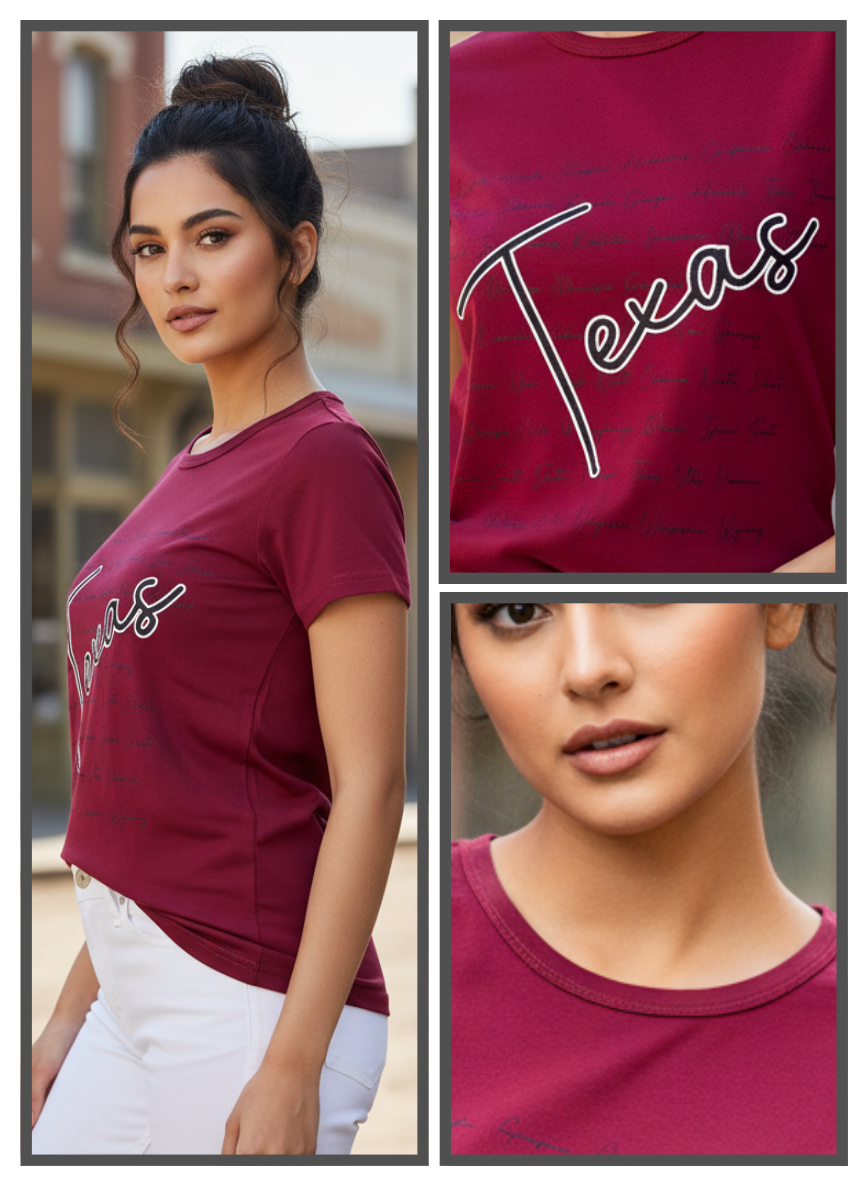 ＤＵＴＣＨ ＤＲＥＡＭ™ Trendy Texas Printed Casual Women Top