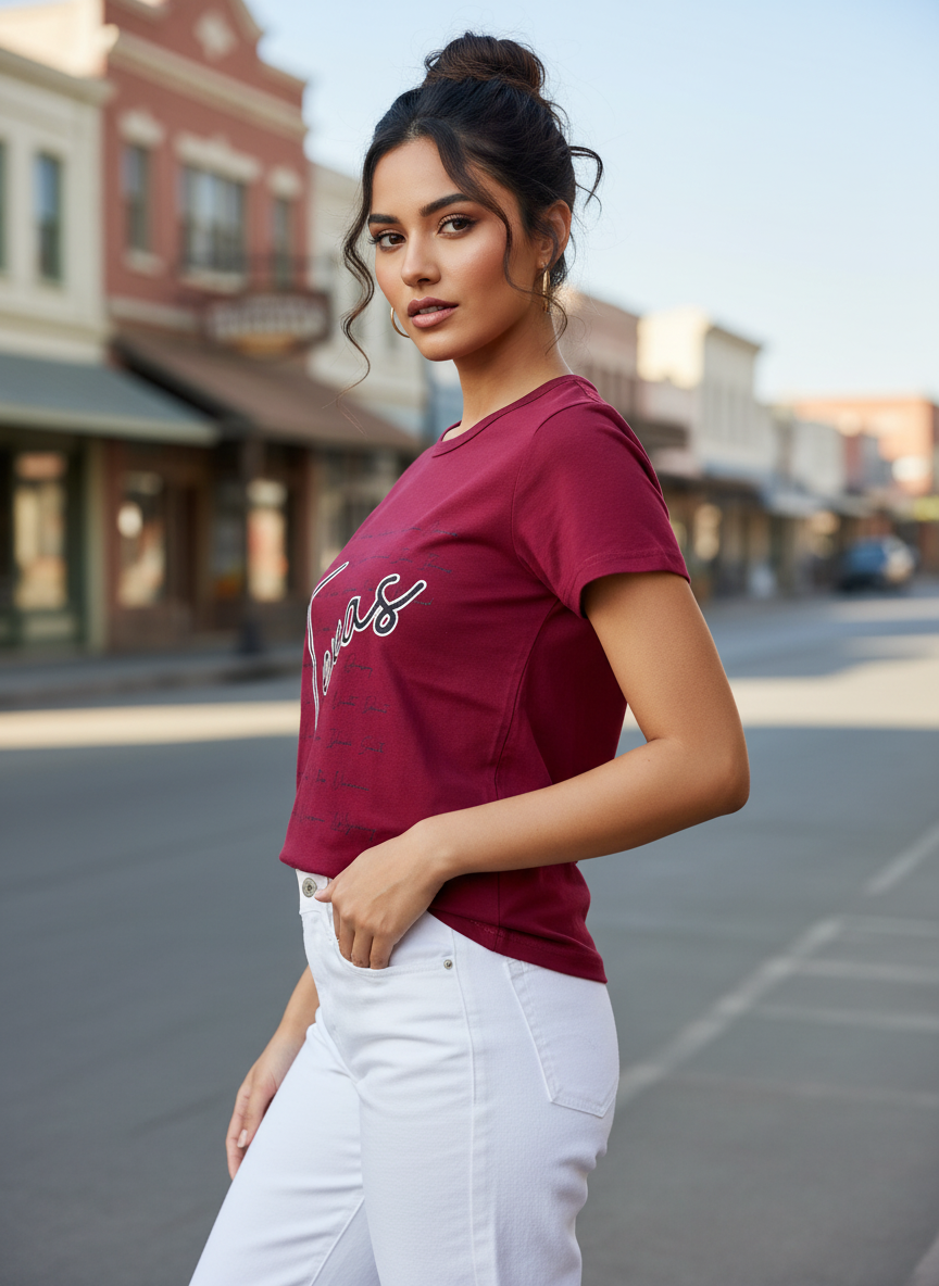 ＤＵＴＣＨ ＤＲＥＡＭ™ Trendy Texas Printed Casual Women Top