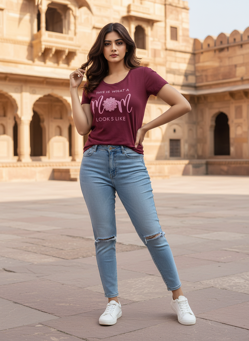 ＤＵＴＣＨ ＤＲＥＡＭ™  Women’s Stylish Printed Cotton T-Shirt Top (Mehroon) #7