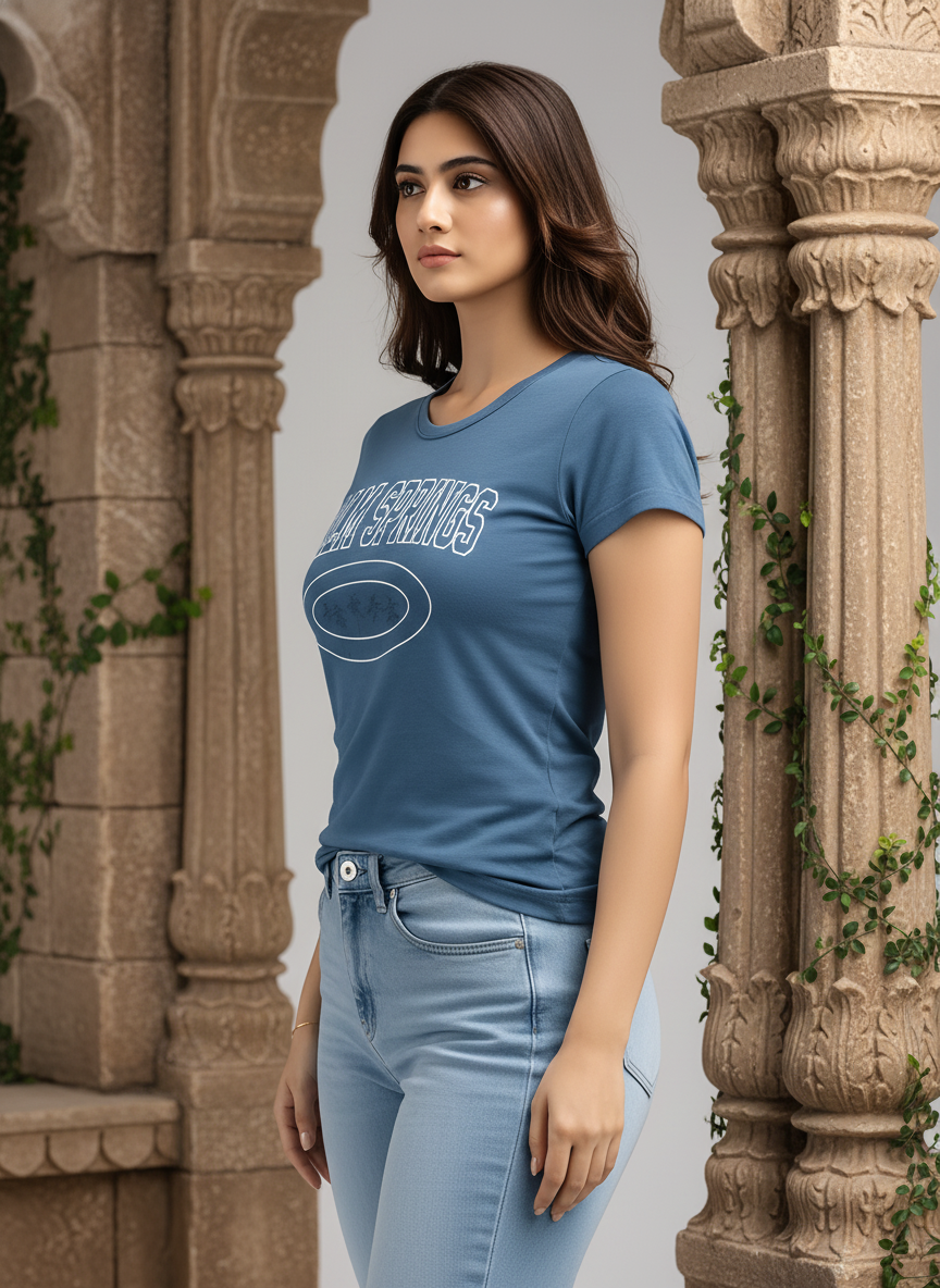 ＤＵＴＣＨ ＤＲＥＡＭ™  Women’s Stylish Casual Printed T-Shirt Top – (Blue)- #9