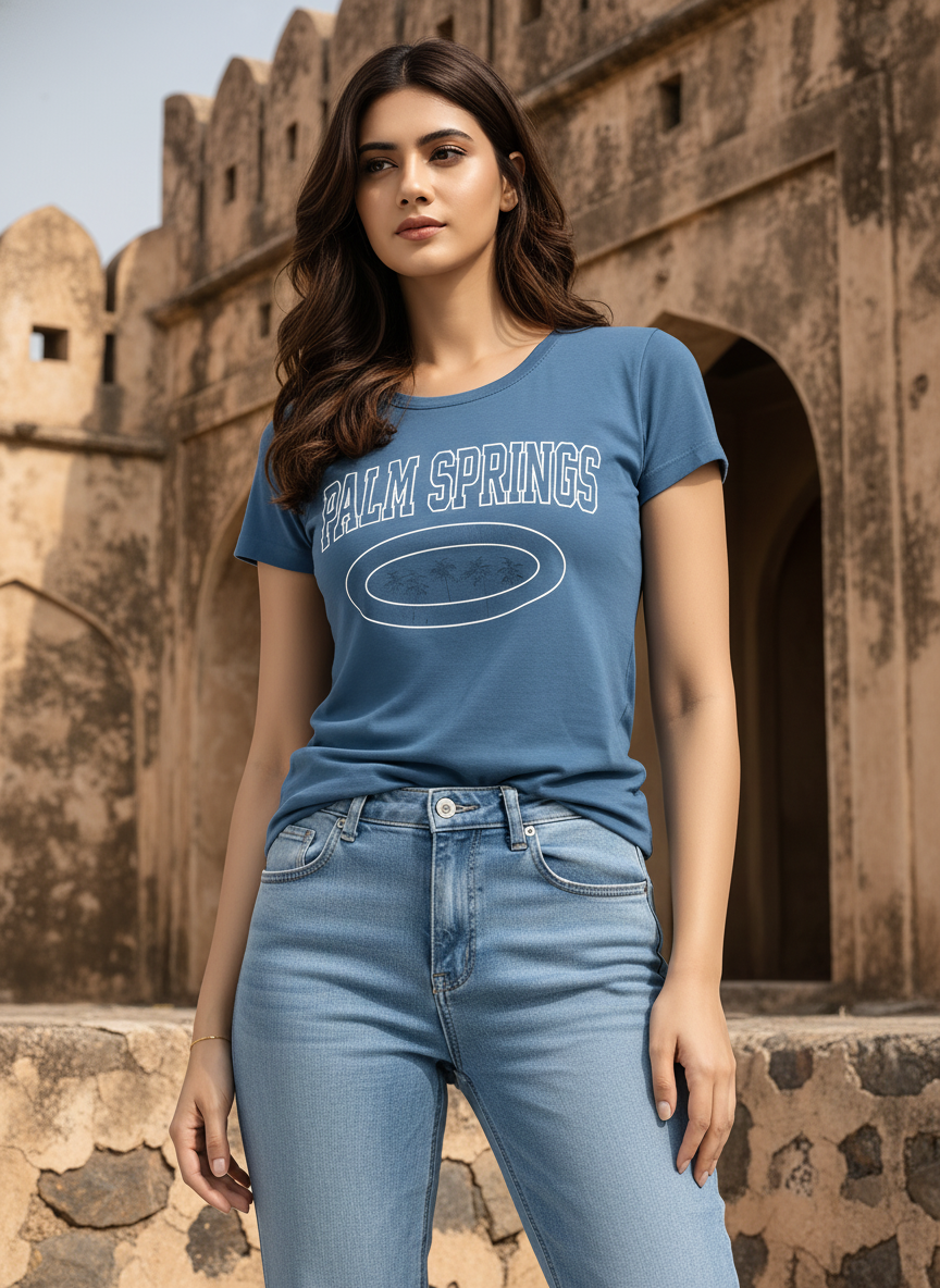 ＤＵＴＣＨ ＤＲＥＡＭ™  Women’s Stylish Casual Printed T-Shirt Top – (Blue)- #9