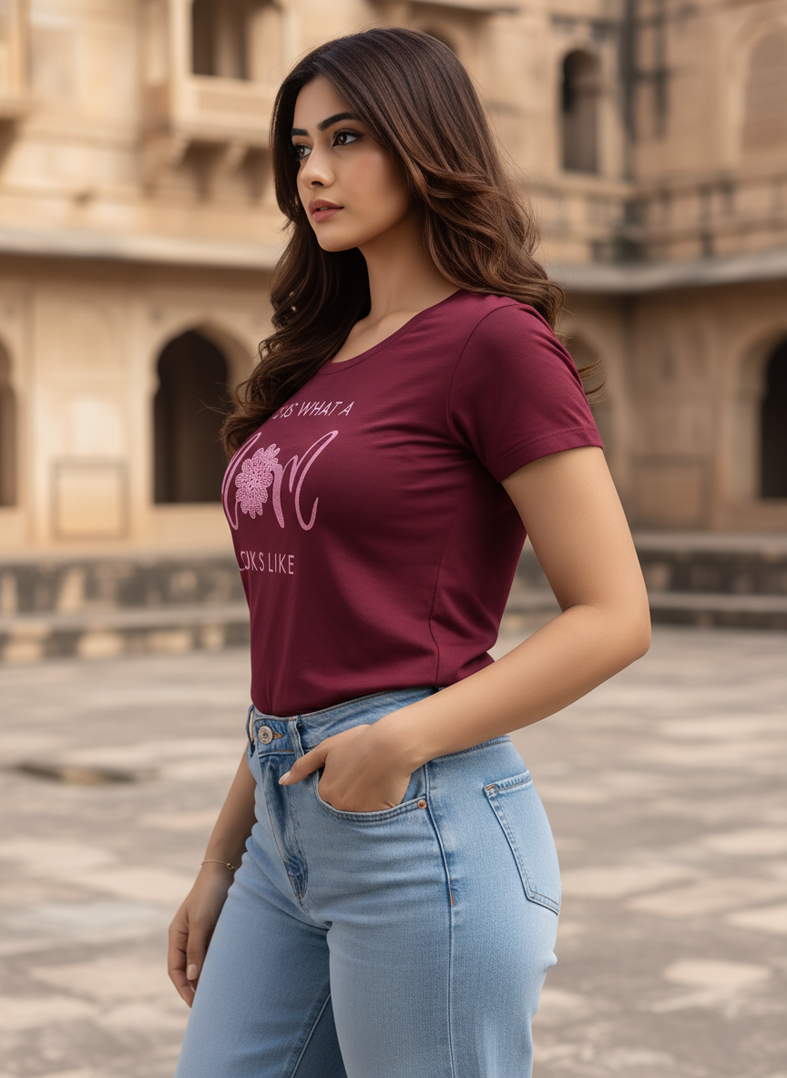 ＤＵＴＣＨ ＤＲＥＡＭ™  Women’s Stylish Printed Cotton T-Shirt Top (Mehroon) #7